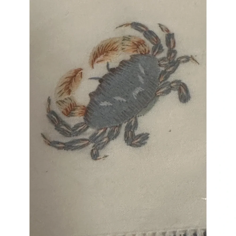 C & W imports Blue Crab Embroidered Cloth Napkins-set Of 4-Discontiued Coastal